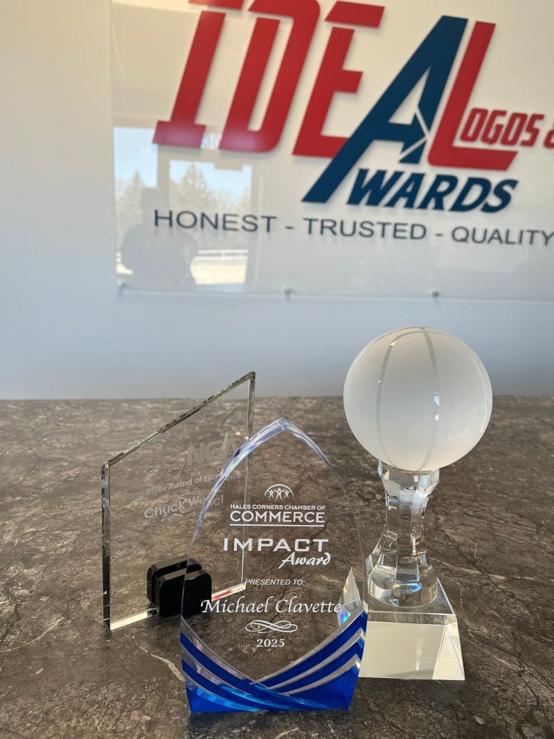 Custom engraved award produced at Ideal Logos and Awards