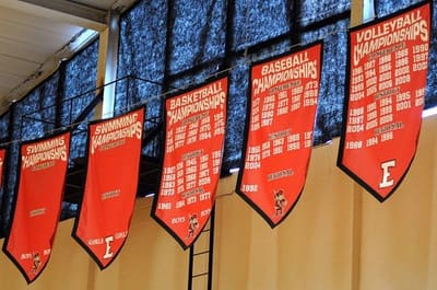 Printed school banner produced by Ideal Logos and Awards